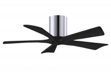  IR5H-CR-BK-42 - Irene-5H five-blade flush mount paddle fan in Polished Chrome finish with 42” solid matte black