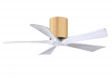  IR5H-LM-MWH-42 - Irene-5H three-blade flush mount paddle fan in Light Maple finish with 42” Matte White tone blad