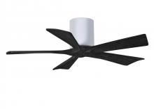  IR5H-WH-BK-42 - Irene-5H five-blade flush mount paddle fan in Gloss White finish with 42” solid matte black wood