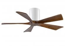 IR5H-WH-WA-42 - Irene-5H five-blade flush mount paddle fan in Gloss White finish with 42” solid walnut tone blad