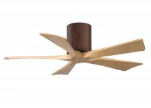  IR5H-WN-LM-42 - Irene-5H three-blade flush mount paddle fan in Walnut finish with 42” Light Maple tone blades. 