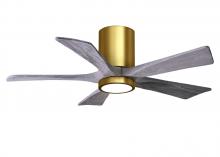  IR5HLK-BRBR-BW-42 - IR5HLK five-blade flush mount paddle fan in Brushed Brass finish with 42” solid walnut tone blad