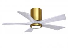  IR5HLK-BRBR-MWH-42 - IR5HLK five-blade flush mount paddle fan in Brushed Brass finish with 42” solid matte black wood