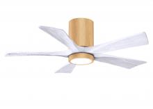  IR5HLK-LM-MWH-42 - IR5HLK five-blade flush mount paddle fan in Light Maple finish with 42” Matte White  blades and
