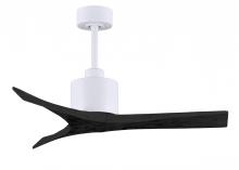  MW-MWH-BK-42 - Mollywood 6-speed contemporary ceiling fan in Matte White finish with 42” solid matte black wood