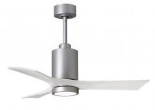  PA3-BN-MWH-42 - Patricia-3 three-blade ceiling fan in Brushed Nickel finish with 42” solid matte white wood blad