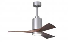  PA3-BN-WA-42 - Patricia-3 three-blade ceiling fan in Brushed Nickel finish with 42” solid walnut tone blades an