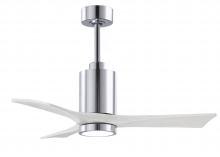  PA3-CR-MWH-42 - Patricia-3 three-blade ceiling fan in Polished Chrome finish with 42” solid matte white wood bla