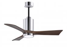  PA3-CR-WA-42 - Patricia-3 three-blade ceiling fan in Polished Chrome finish with 42” solid walnut tone blades a