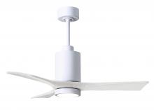  PA3-WH-MWH-42 - Patricia-3 three-blade ceiling fan in Gloss White finish with 42” solid matte white wood blades