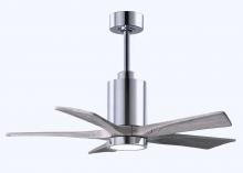  PA5-CR-BW-42 - Patricia-5 five-blade ceiling fan in Polished Chrome finish with 42” solid barn wood tone blades