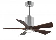  PA5-CR-WA-42 - Patricia-5 five-blade ceiling fan in Polished Chrome finish with 42” solid walnut tone blades an