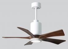  PA5-WH-WA-42 - Patricia-5 five-blade ceiling fan in Gloss White finish with 42” solid walnut tone blades and di