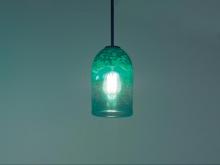  ROSE-CYL-CLGR-BZ-47 - Rose Cylinder -Pendant - Incandescent 47" OA Drop-Clear Green