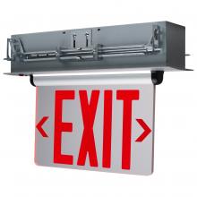  67/114 - Red (Clear) Edge Lit LED Exit Sign; 3.14 Watts; Single Face; 120V/277 Volts; Clear Finish