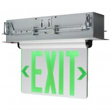  67/115 - Green (Mirror) Edge Lit LED Exit Sign; 2.94 Watts; Dual Face; 120V/277 Volt; Silver Finish