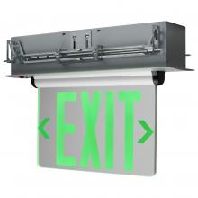  67/116 - Green (Clear) Edge Lit LED Exit Sign; 2.94 Watts; Single Face; 120V/277 Volts; Clear Finish