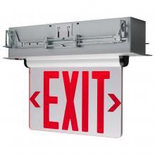  67/117 - Red (Mirror) Edge Lit LED Exit Sign; 3.14 Watt; Dual Face; 120/277 Volts; Silver Finish