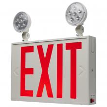  67/123 - Combination Red Exit Sign/Emergency Light, 90min Ni-Cad backup, 120-277V, Dual Head, Single/Dual