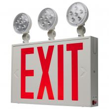  67/124 - Combination Red Exit Sign/Emergency Light, 90min Ni-Cad backup, 120/277V, Tri Head, Single/Dual