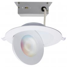  S11295 - 15 Watt; LED Gimbaled Downlight; 6 Inch; RGB & Tunable White; Round; Starfish IOT; White Finish;