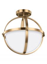  7724602-848 - Alturas contemporary 2-light indoor dimmable ceiling semi-flush mount in satin brass gold finish wit