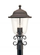  8259-46 - Trafalgar traditional 3-light outdoor exterior post lantern in oxidized bronze finish with clear see