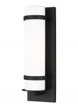  8518301-12 - Alban modern 1-light outdoor exterior small wall lantern in black with etched opal glass shade