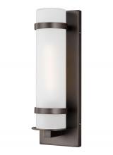  8518301-71 - Alban modern 1-light outdoor exterior small wall lantern in antique bronze with etched opal glass sh