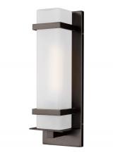 8520701-71 - Alban modern 1-light outdoor exterior small wall lantern in antique bronze finish with etched opal g