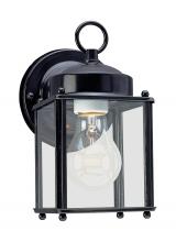  8592-12 - New Castle traditional 1-light outdoor exterior wall lantern sconce in black finish with clear glass