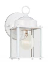  8592-15 - New Castle traditional 1-light outdoor exterior wall lantern sconce in white finish with clear glass