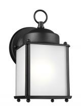  8592001EN3-12 - New Castle traditional 1-light LED outdoor exterior wall lantern sconce in black finish with satin e
