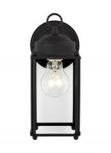  8593-12 - New Castle traditional 1-light outdoor exterior large wall lantern sconce in black finish with clear