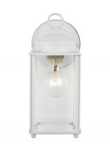  8593-15 - New Castle traditional 1-light outdoor exterior large wall lantern sconce in white finish with clear