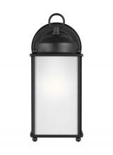  8593001-12 - New Castle traditional 1-light outdoor exterior large wall lantern sconce in black finish with satin