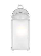  8593001-15 - New Castle traditional 1-light outdoor exterior large wall lantern sconce in white finish with satin