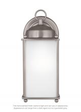  8593001-965 - New Castle traditional 1-light outdoor exterior large wall lantern sconce in antique brushed nickel