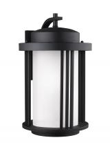  8847901-12 - Crowell contemporary 1-light outdoor exterior large wall lantern sconce in black finish with satin e