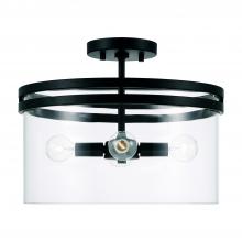 Capital 248741MB - 14.5"W x 12.75"H 4-Light Dual Mount Pendant or Semi-Flush in Matte Black with Clear Glass