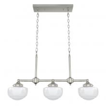  19488 - Hunter Saddle Creek Brushed Nickel with Cased White Glass 3 Light Chandelier Ceiling Light Fixture