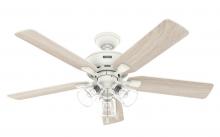 Hunter 52344 - Hunter 52 inch Rosner Matte White Ceiling Fan with LED Light Kit and Pull Chain