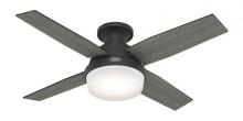 Hunter 52390 - Hunter 44 inch Dempsey Matte Black Low Profile Ceiling Fan with LED Light Kit and Handheld Remote