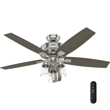  54190 - Hunter 52 inch Bennett Brushed Nickel Ceiling Fan with LED Light Kit and Handheld Remote