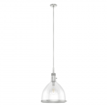  19298 - Hunter Van Nuys Brushed Nickel with Clear Glass 1 Light Pendant Ceiling Light Fixture