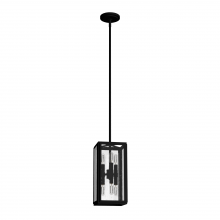  19261 - Hunter Felippe Natural Black Iron with Seeded Glass 6 Light Pendant Ceiling Light Fixture