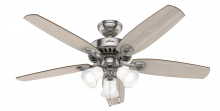  51111 - Hunter 52 inch Builder Brushed Nickel Ceiling Fan with LED Light Kit and Pull Chain