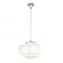  19194 - Hunter Saddle Creek Brushed Nickel with Cased White Glass 1 Light Pendant Ceiling Light Fixture