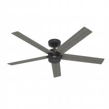  52247 - Hunter 52 inch Burton Matte Black Damp Rated Ceiling Fan and Wall Control