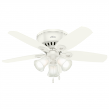  51090 - Hunter 42 inch Builder Snow White Low Profile Ceiling Fan with LED Light Kit and Pull Chain
